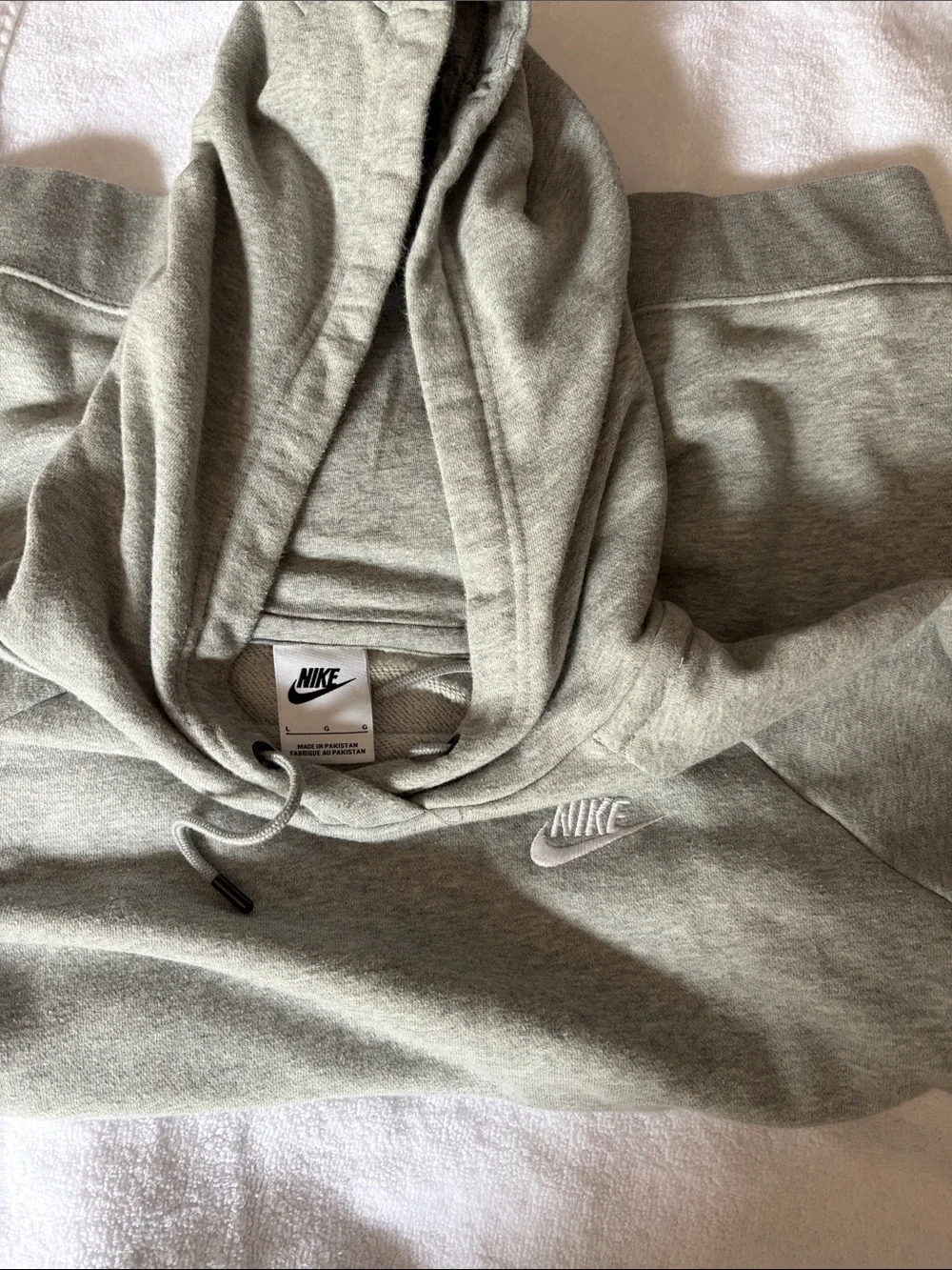 Nike Kids Gray Hooded Sweatshirt - Light Gray Fleece